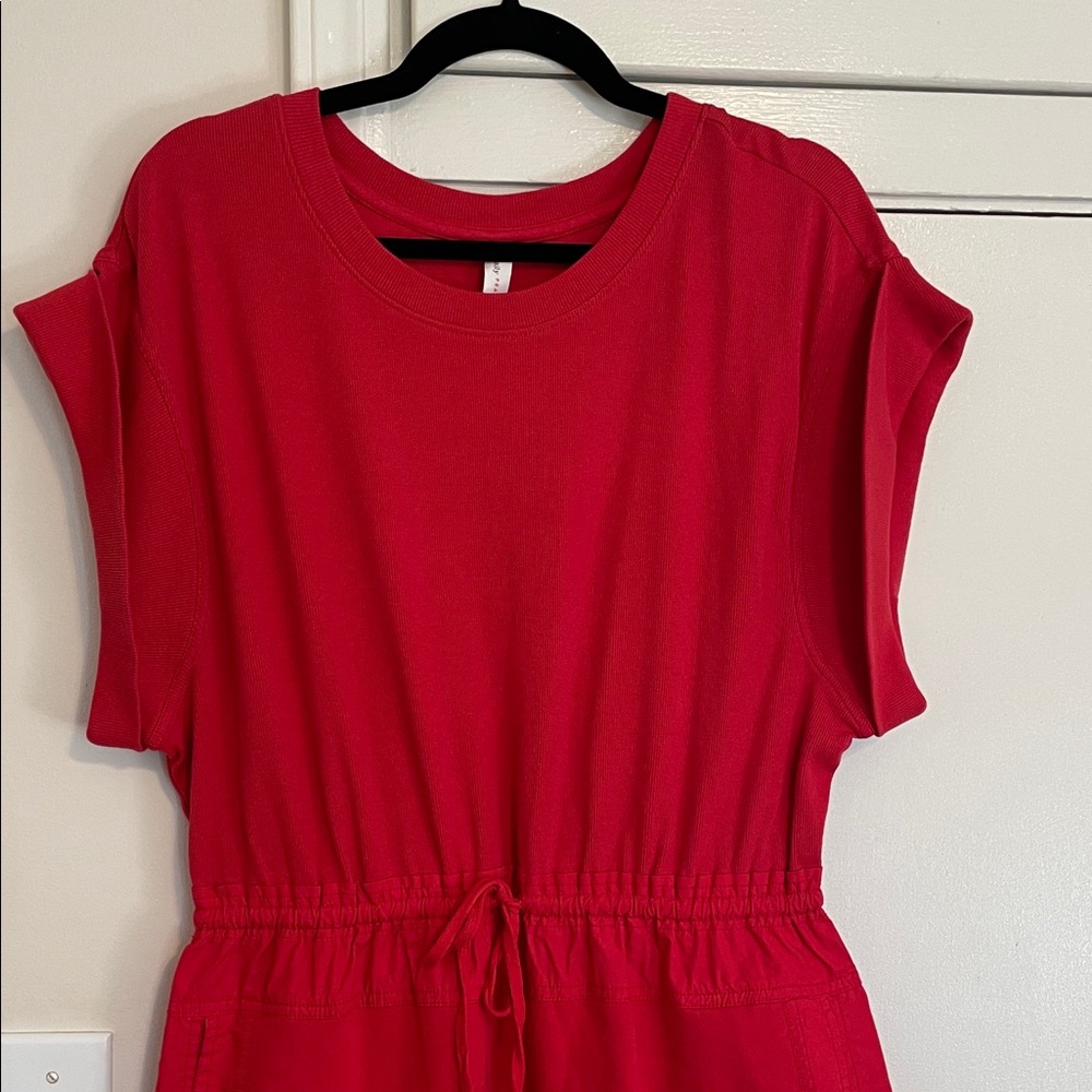Daily Practice Anthropologie Red Casual Drawstring Dress Great for Valentine’s! - Picture 2 of 6